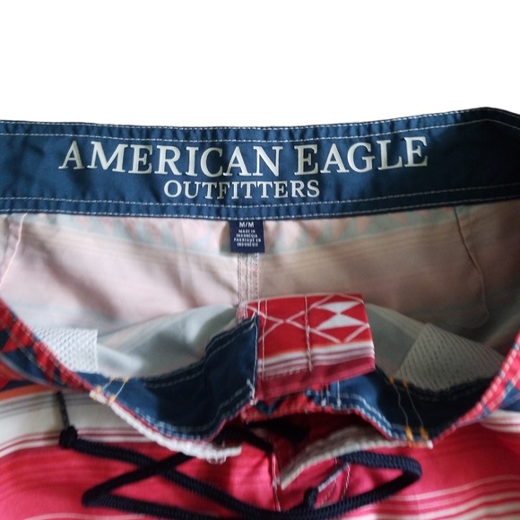 American Eagle Men's Swim Geometric Striped Board Shorts Sz. M - Picture 7 of 9
